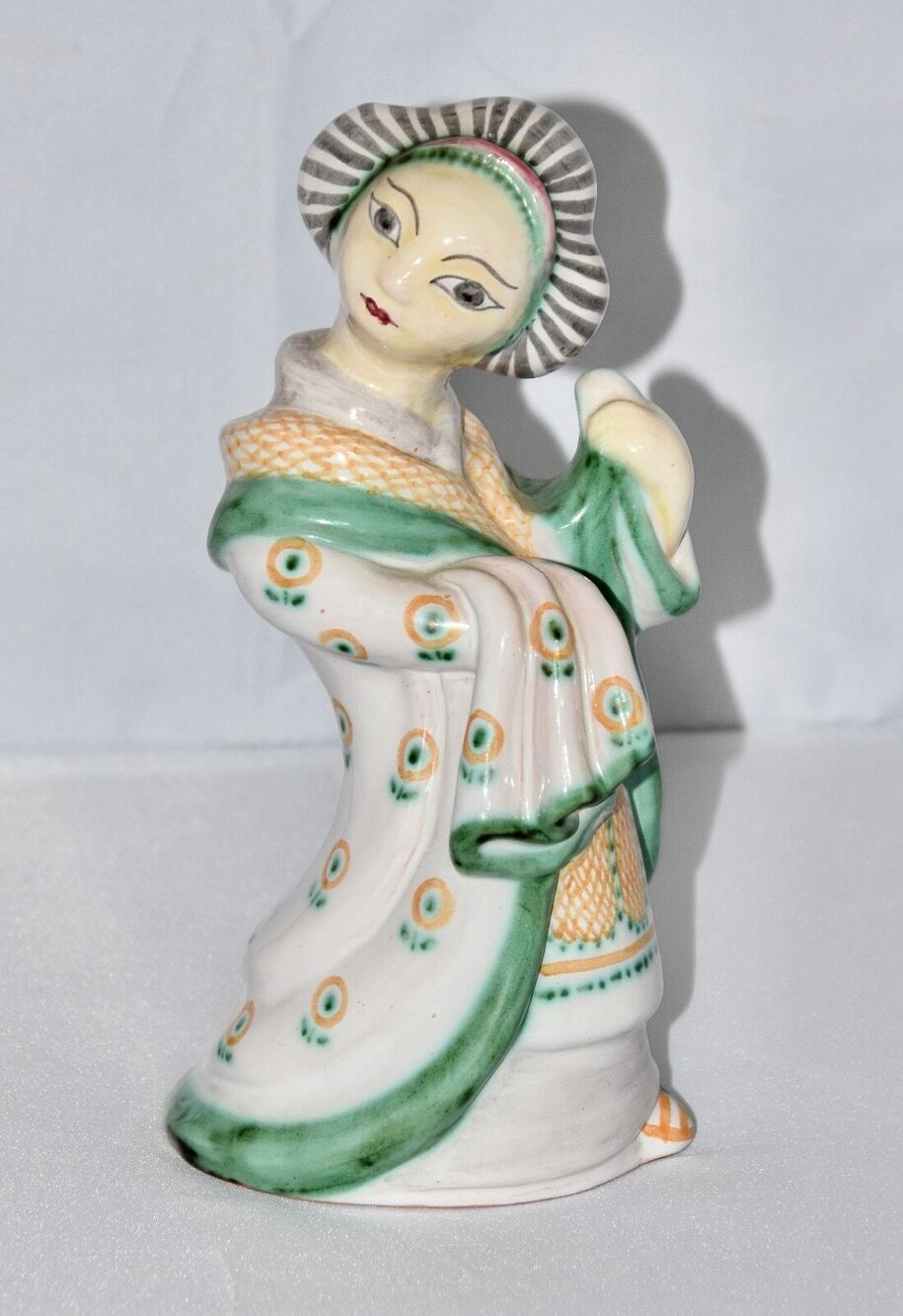 Vintage L Hjorth Pottery Stoneware Chinoiserie Geisha Art Sculpture Figurine 528